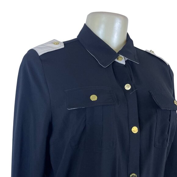 Calvin Klein Women's Black Dress Snap Button Waist Accents Size 10P - Picture 5 of 10